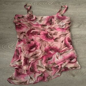 New York City Design Co. Pink Floral Asymmetrical Camisole Size M